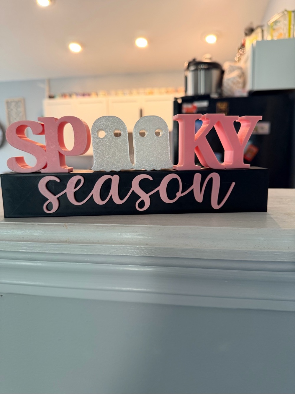 Spooky Season 3D Block Sign - Pink & White